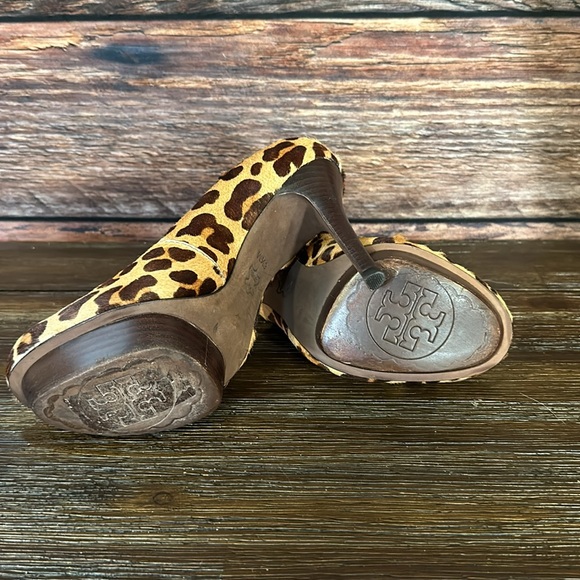 TORY BURCH Camille leopard calf hair platform pumps heels size 6.5! - Picture 7 of 8
